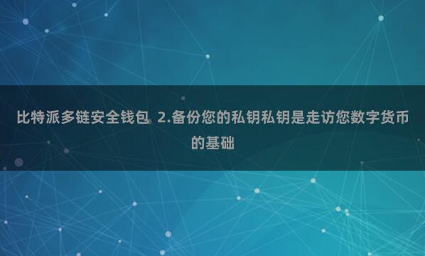 比特派多链安全钱包  2.备份您的私钥私钥是走访您数字货币的基础